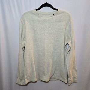 All Saints Oatmeal Waffle Knit Textured Long Sleeve Shirt, sz S